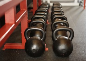 two rows of kettleballs