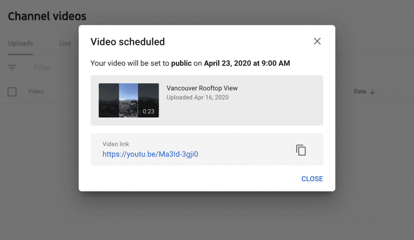 video scheduled