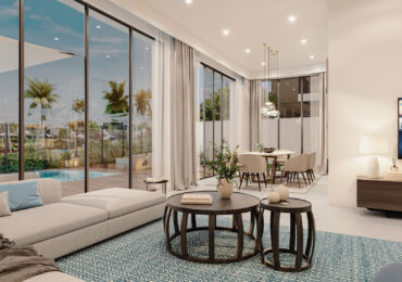 interior design AI image of white living and dining room