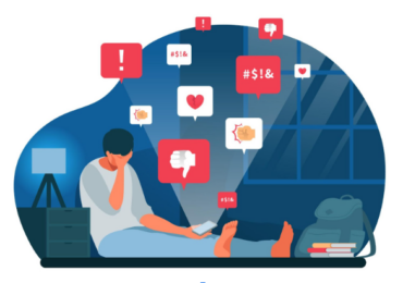 A man stressed about social media