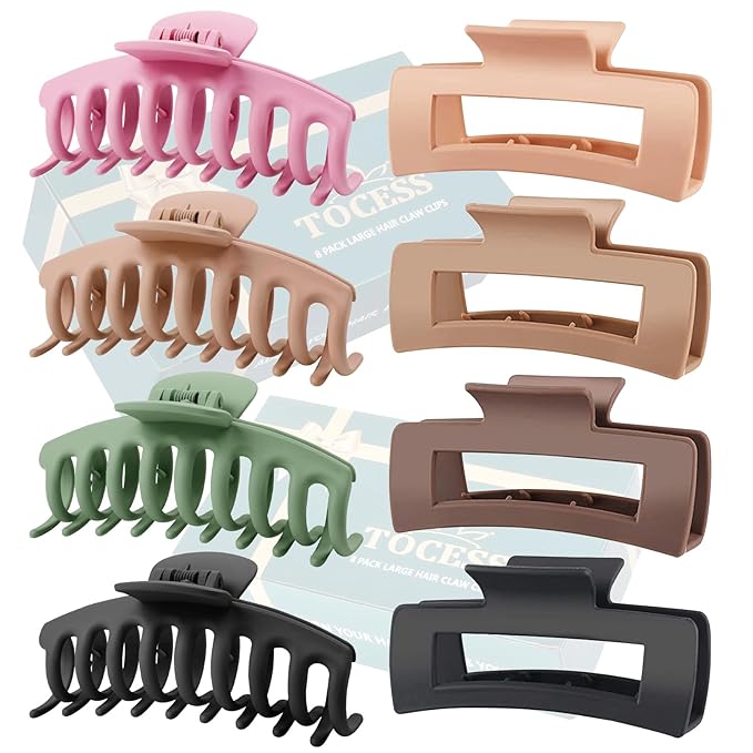 Tocess 8 Pack Big Hair Claw Clips