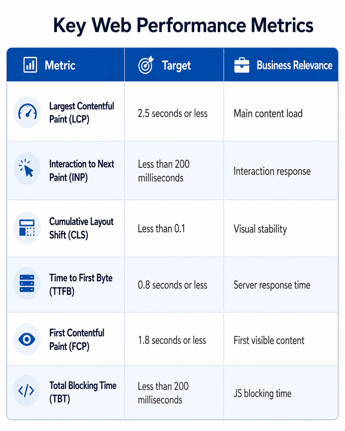 Key metrics for web performance